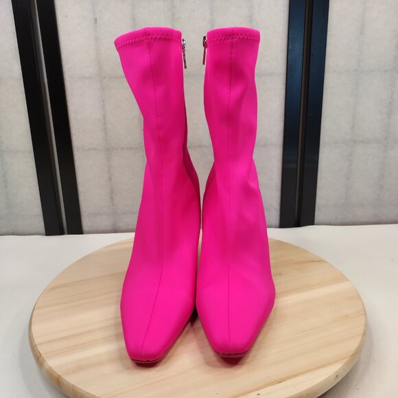 Steve Madden Vakay Pointed Toe Stiletto Sock Booties Hot Pink Women US 9M - Picture 4 of 13